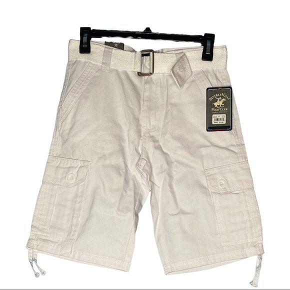Beverly Hills Polo Club Other - Beverly Hills Polo Club Bright White Cotton Belted Cargo Shorts Size 12 NWT